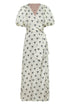 Ermita Martellato Silk Midi Dress / Ivory - Black Polka Palms